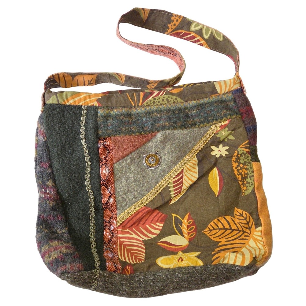Handmade Patchwork Shoulder Bag Multicolor‎ Excellent Wool Fabric Boho